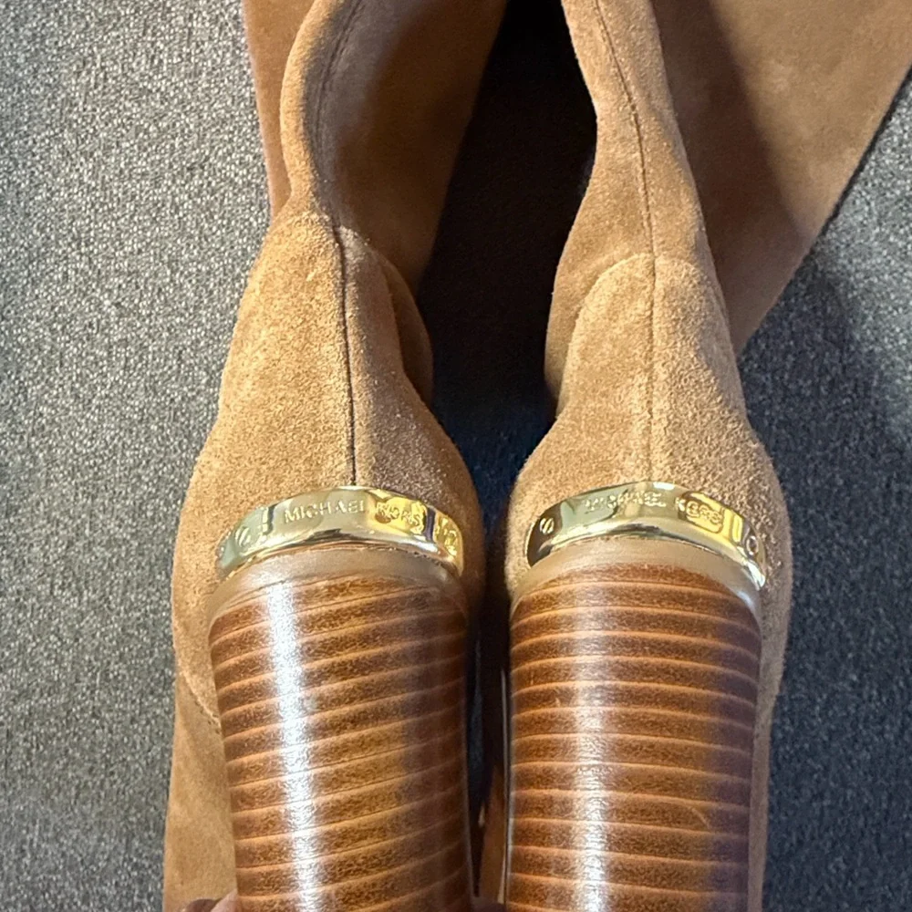 Michael Kors Women’s Regina Over the Knee Boots 8.5 M Tan Suede High Heel NWOB